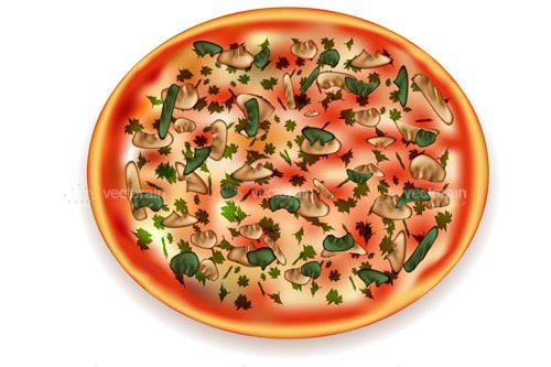 Illustrated Pizza with Colourful Topping